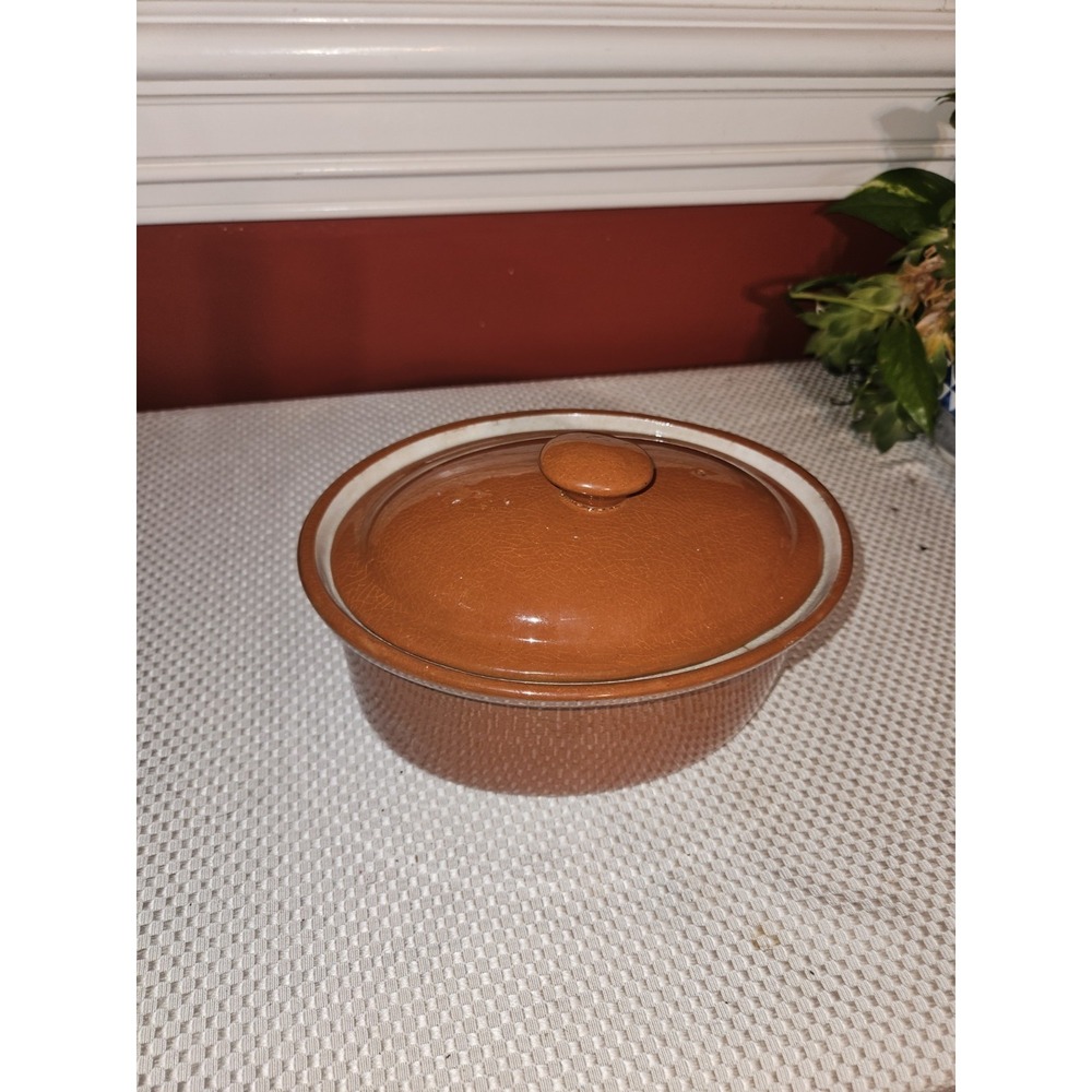 Vintage Stone Pottery - Guernsey Oval Stone Bean Pot with Lid Made In England
